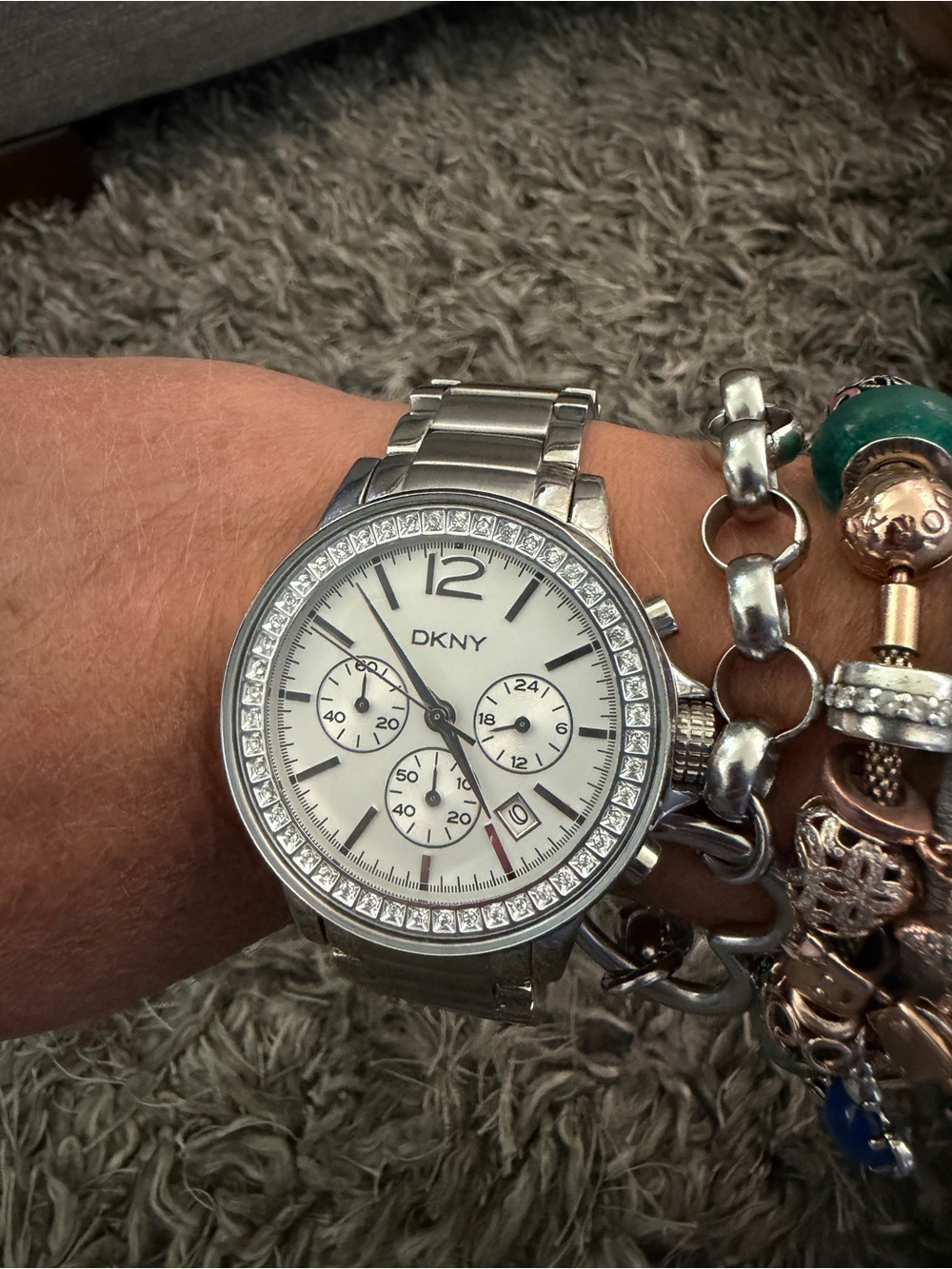 DKNY Silver/White Crystal-Trim Chronograph Watch - Picture 8 of 10